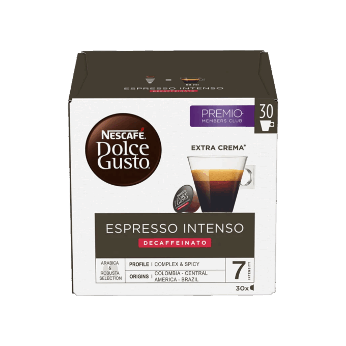 Capsulas Nescafé® Dolce Gusto® Espresso Intenso Decaf XL 30 unid.
